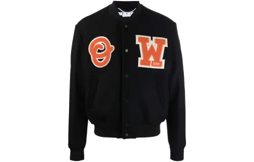 OFF-WHITE SS22 logo patch college style baseball uniform men's black