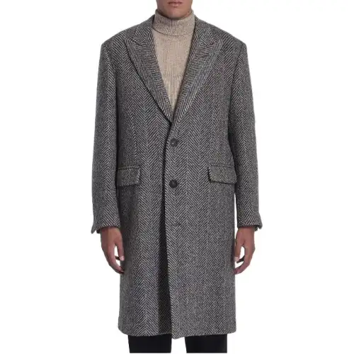 Golden Goose Deluxe Brand Logo Patch Herringbone Patterned Coat
