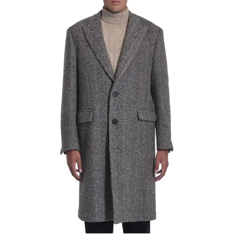 Golden Goose Deluxe Brand Logo Patch Herringbone Patterned Coat