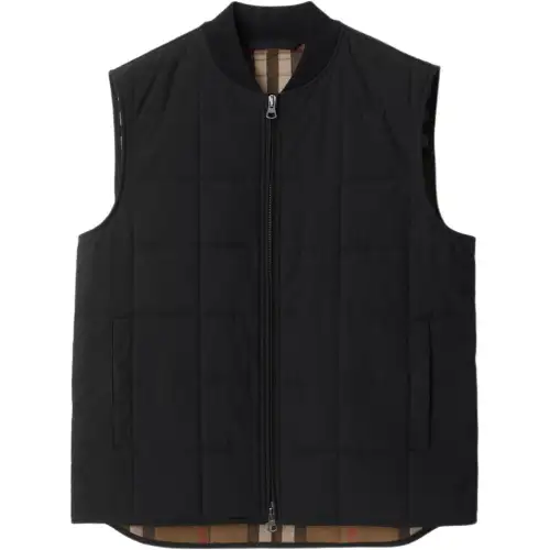 Burberry Vests Men's Black Baseball Collar Moderate Other