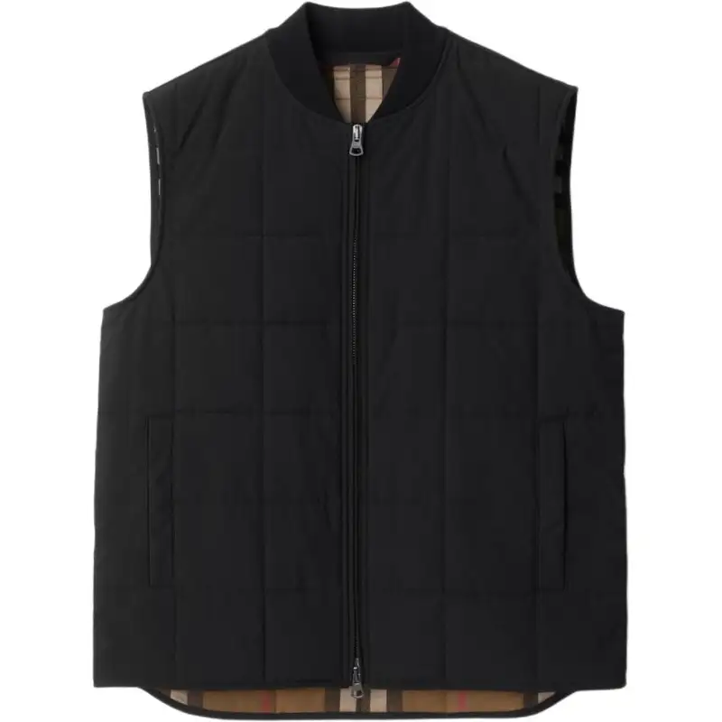 Burberry Vests Men's Black Baseball Collar Moderate Other