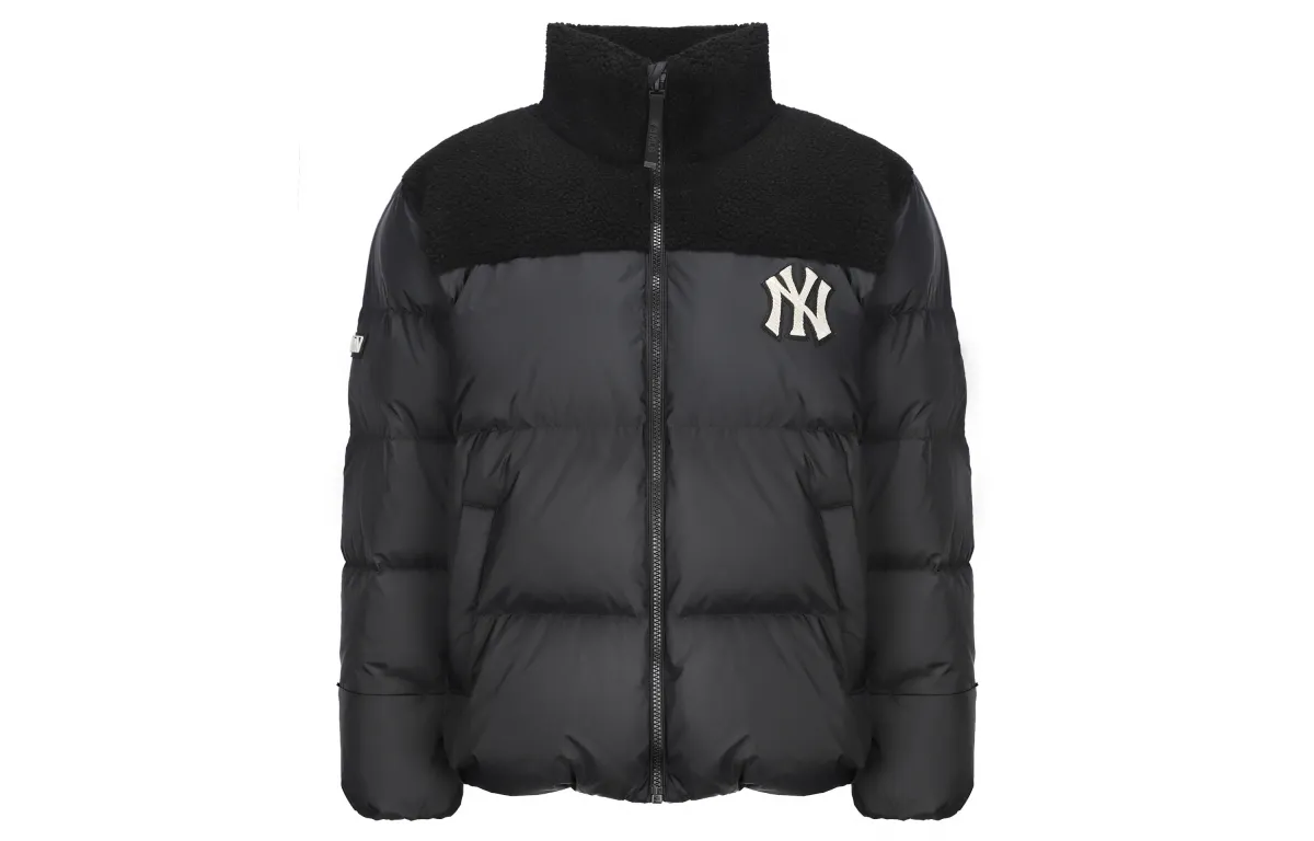 MLB New York Yankees Down Jackets Unisex Black Hooded Moderate Straight Fit