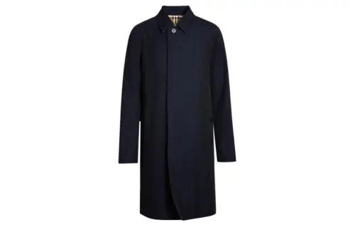 Burberry Coats Men's Blue Lapel Moderate Straight Fit
