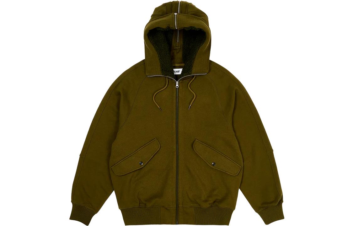 Куртка Palace FW23 SPLIT HOOD BOMBER SWEAT OLIVE (оливковая)