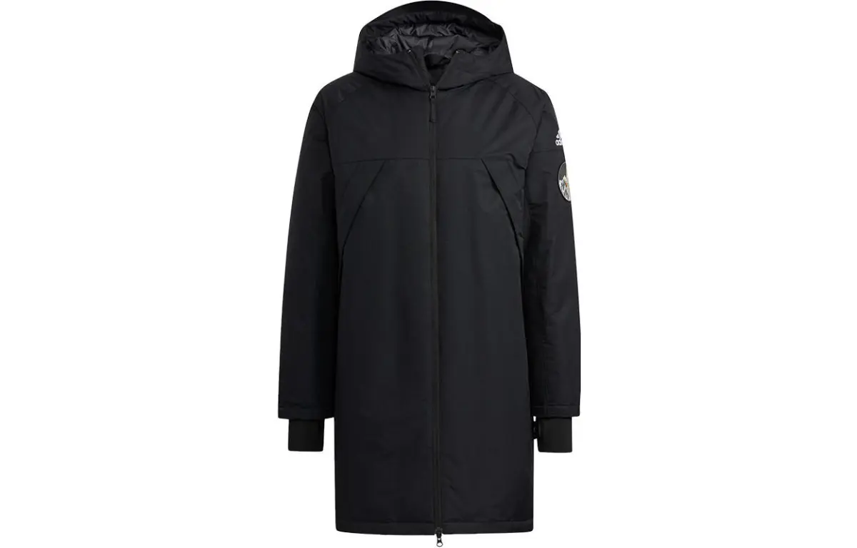 Adidas Down Jackets Men's Black Hooded Moderate Straight Fit