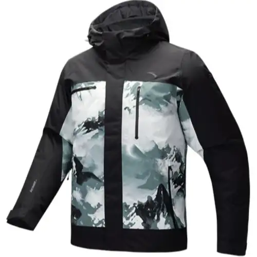 Anta x ZHONGGUOGUOJIADILI,LIANMINGKUAN Outdoor Collection Down Jacket Men's Basic Black/All Over Print