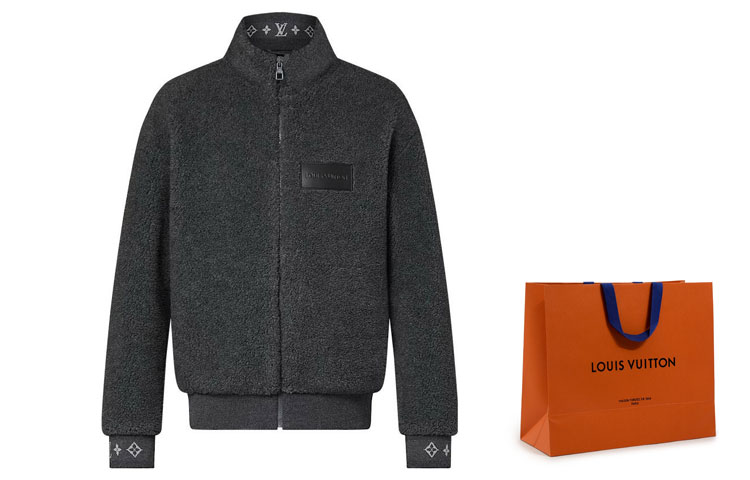 Мужская куртка Louis Vuitton SS24 Jacquard Fleece Jacket (темно-серая) — фото 7