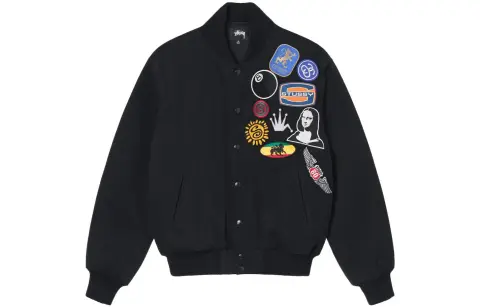Stussy Baseball Jacket Men's Black