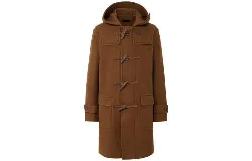 UNIQLO Coats Men's Chestnut Hooded Moderate Straight Fit