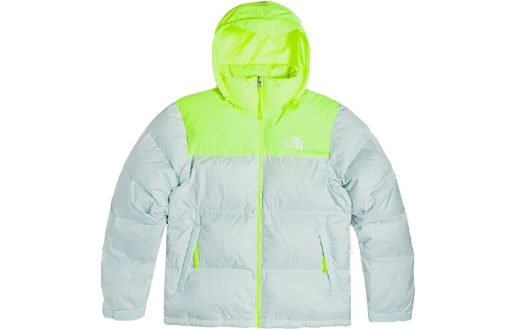The North Face two-tone logo-print puffer jacket