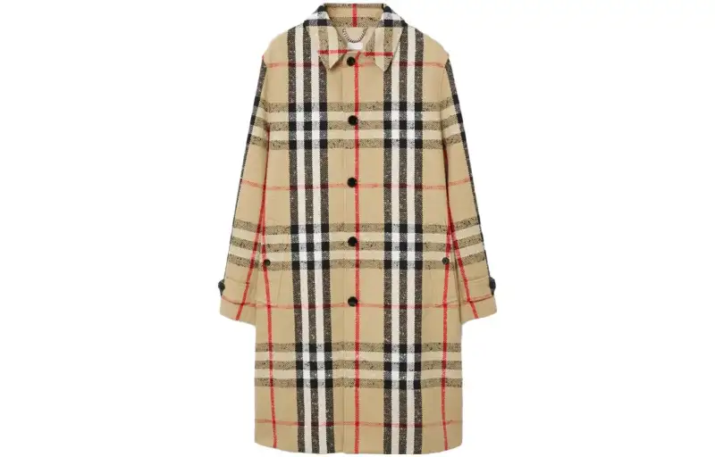 Burberry Check Motif Buttoned Coat