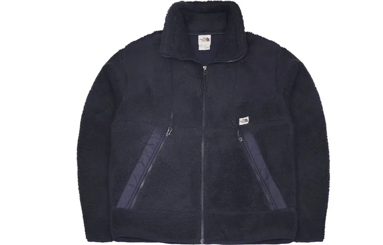 THE NORTH FACE Fleece Tops Unisex Dark Blue Stand Collar Moderate