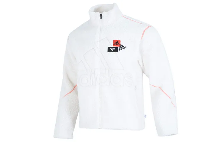 Adidas Velvet Jackets Men's White Stand Collar Moderate