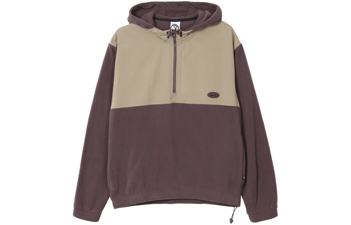 Nike Fleece Paneled Skateboarding Hoodie With Fleece Lining Fleece Clothing Men's Dark Burgundy