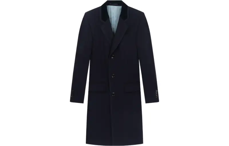 GUCCI Coats Men's Black Suit Collar Moderate Straight Fit