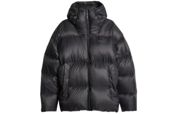 PUMA Down Jackets Men's Black Hooded Non Detachable Moderate