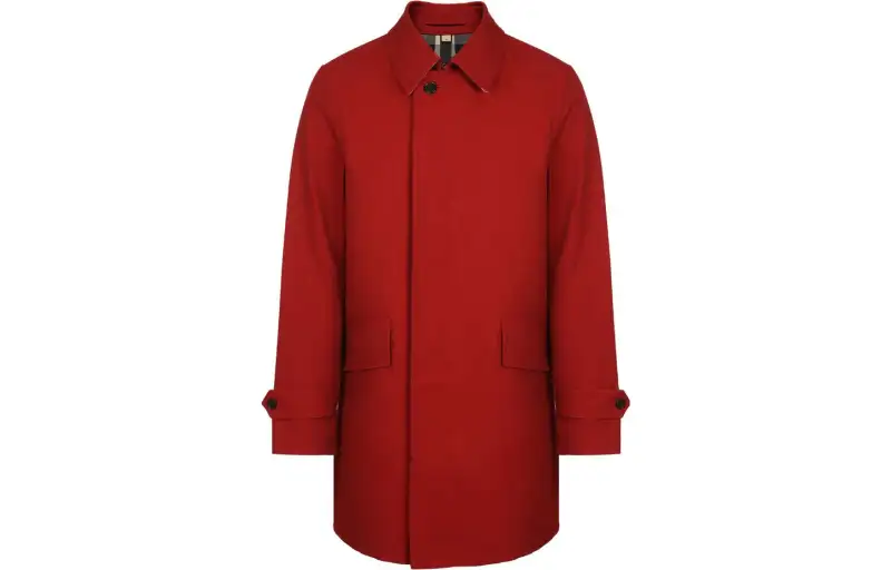 Burberry Coats Men's Red Lapel Moderate Straight Fit