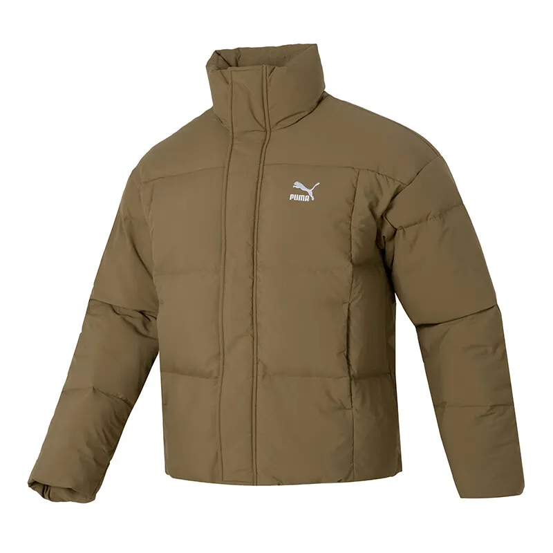 PUMA Down Jackets Unisex Brown Stand Collar Moderate Quilted Down Jacket