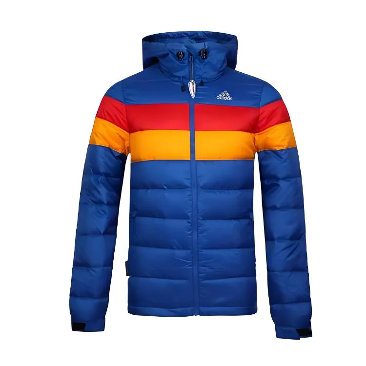 Adidas Down Jackets Men's Blue Hooded Moderate