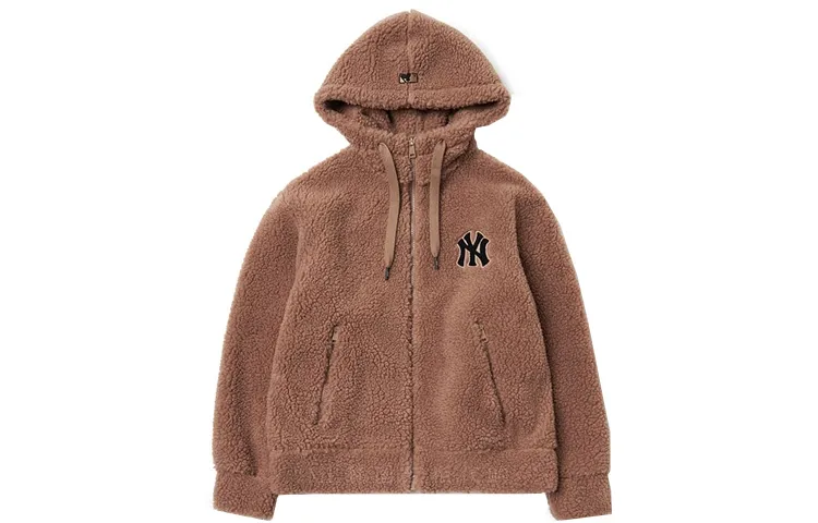 MLB New York Yankees Velvet Jackets Unisex Brown Hooded Thickened And Fleece-Lined