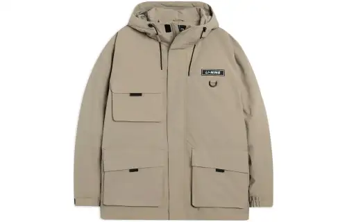 Li Ning Down Jackets Men's Khaki Hooded Moderate Other