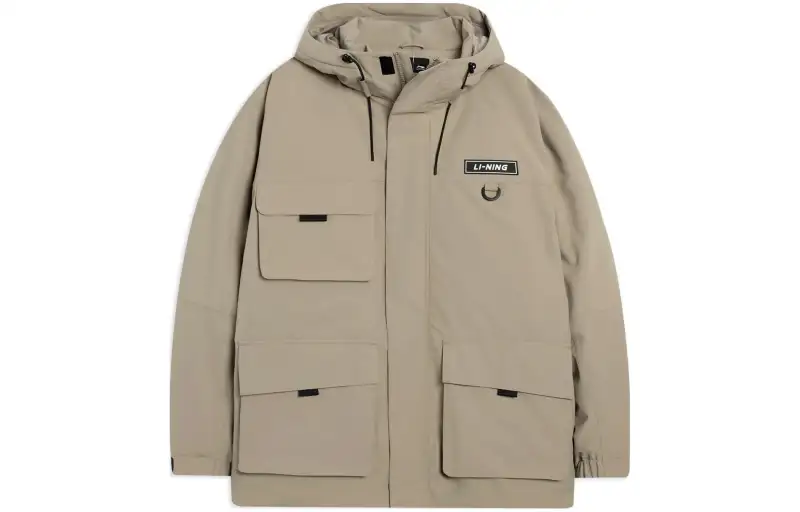 Li Ning Down Jackets Men's Khaki Hooded Moderate Other