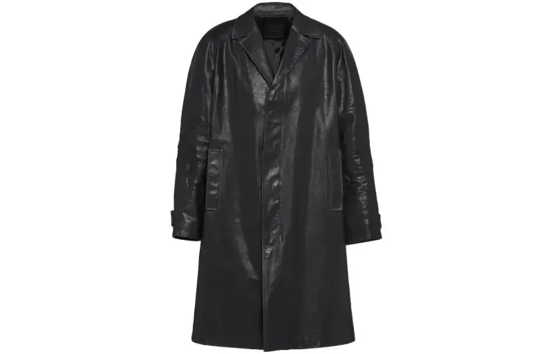 PRADA Coats Men's Black Lapel Moderate Straight Fit