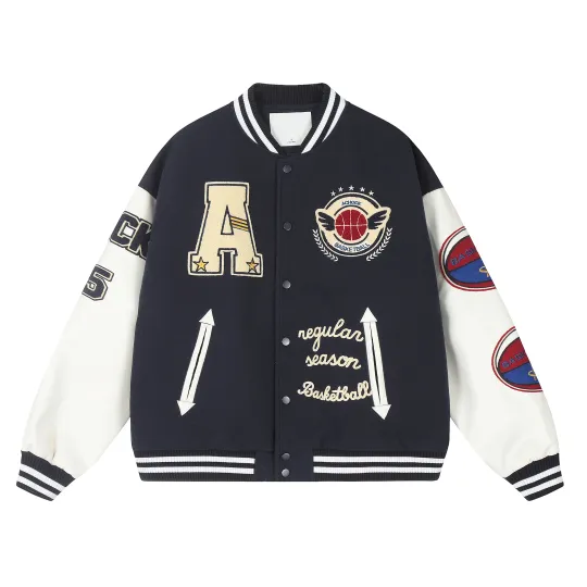 A Chock Baseball Jacket Unisex Navy Blue