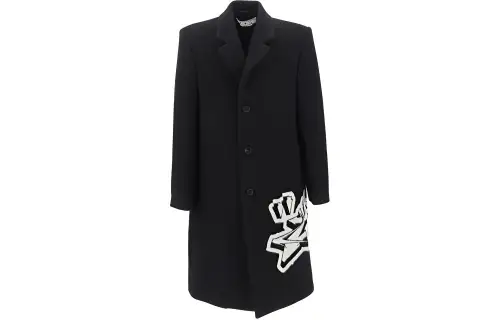 OFF WHITE Graphic Printed Single Breasted Coat