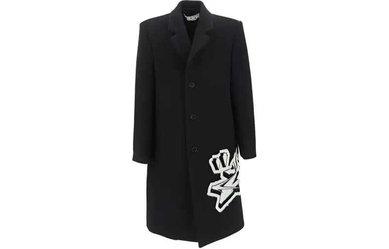 OFF WHITE Graphic Printed Single Breasted Coat