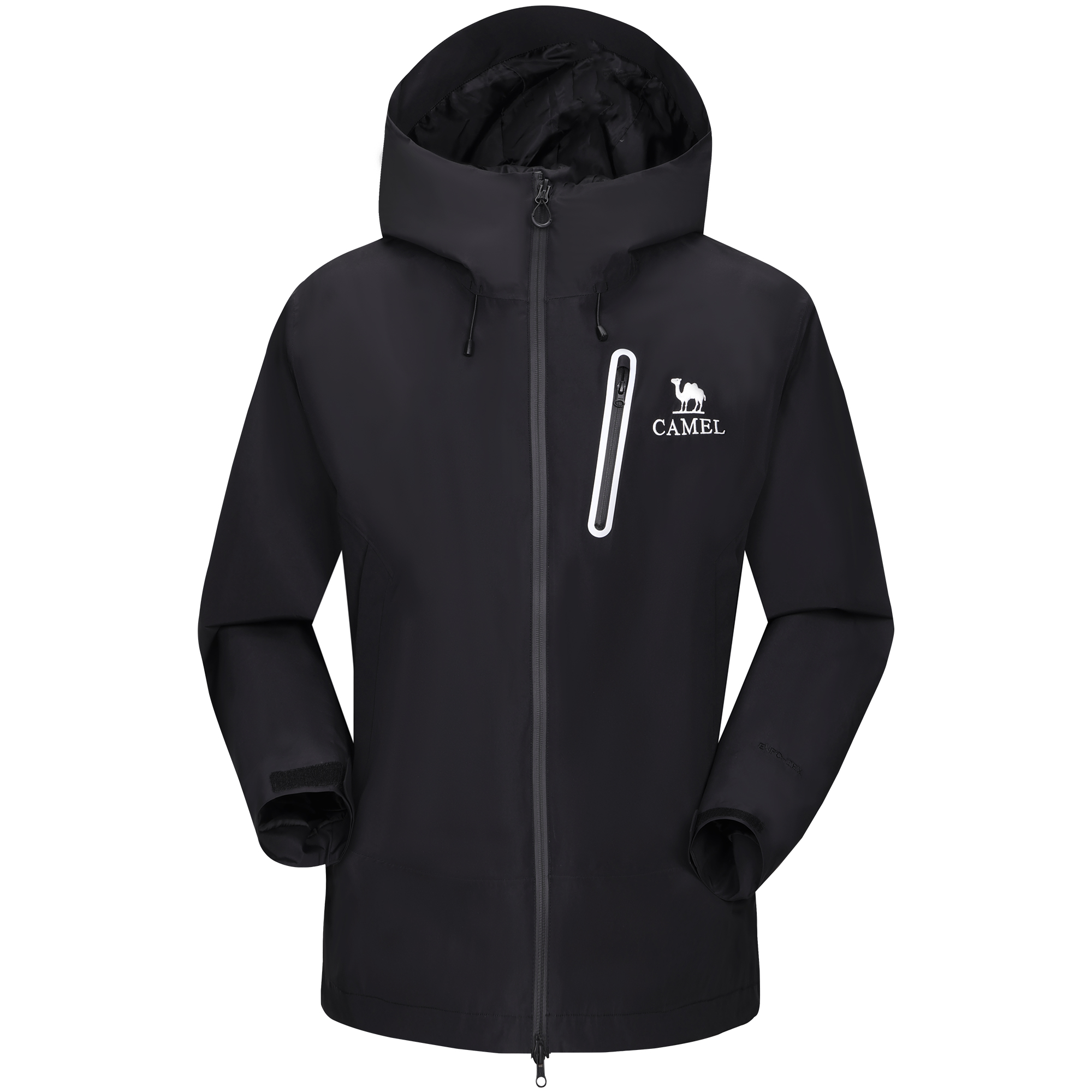 CAMEL Camel all-weather series solid color windproof hooded hiking hard-shell waterproof and cold-proof single-layer outdoor hiking jacket, same style for men and women