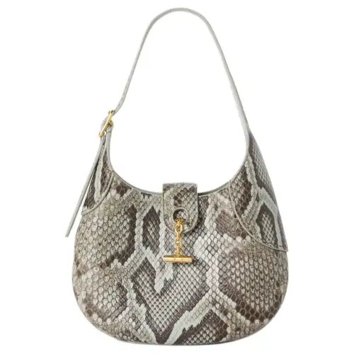 Loro Piana Bale Spool Metallic Python Shoulder Bag Mini Women's Brown