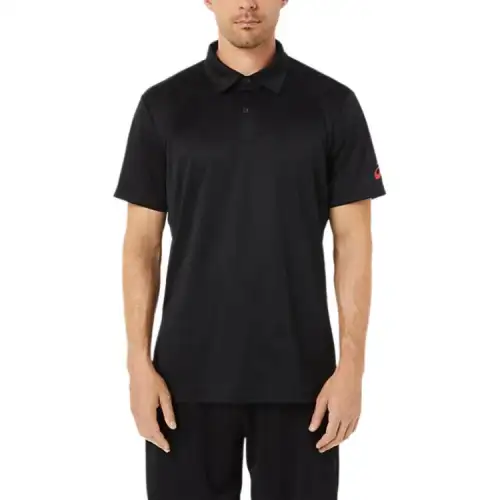 ASICS Polo Shirts Men's Black Polo Collar Moderate