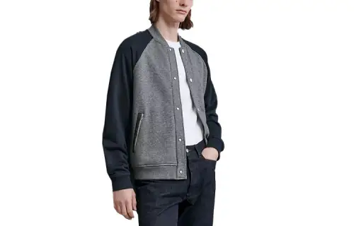 HERMES Baseball Jerseys Men's Gray Baseball Collar Moderate Straight Fit