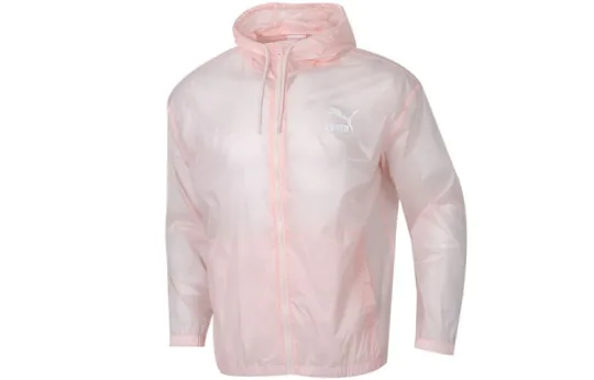PUMA Sun Protection Clothing Unisex White Pink Hooded Thin