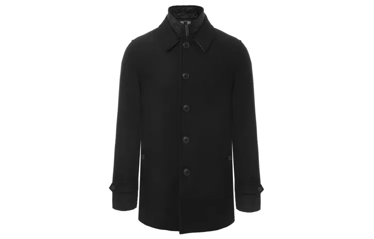 Burberry Coats Men's Black Stand Collar Moderate