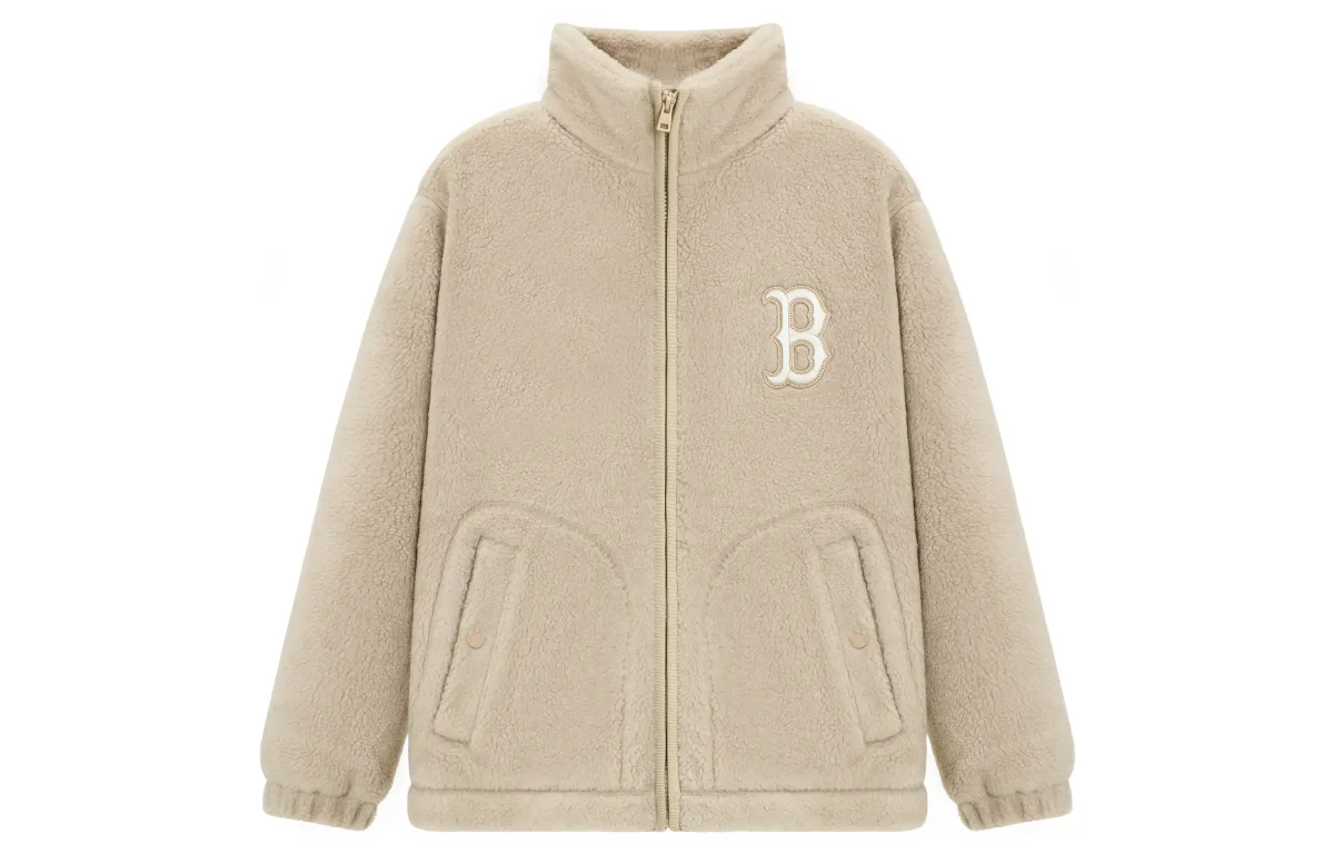 MLB Velvet Jackets Unisex Light Beige Stand Collar Moderate