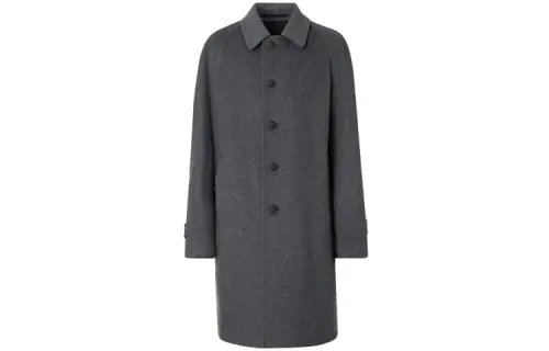Burberry Coats Men's Dark Gray Lapel Moderate Straight Fit