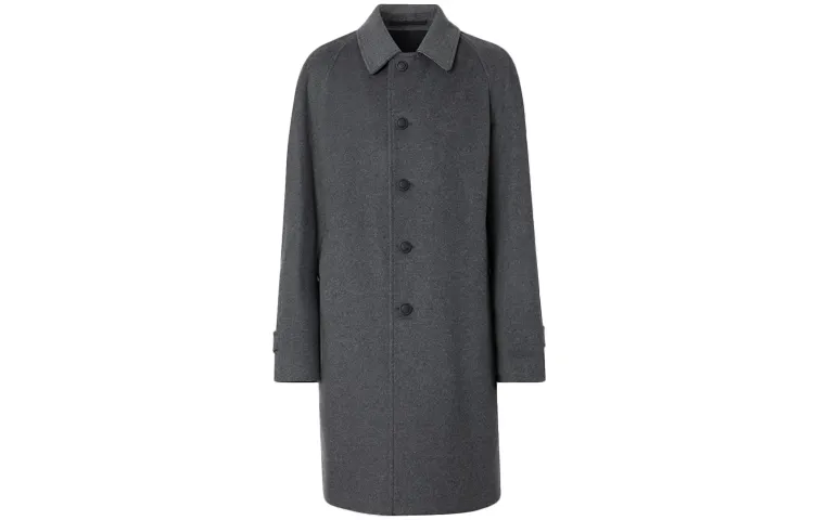 Burberry Coats Men's Dark Gray Lapel Moderate Straight Fit