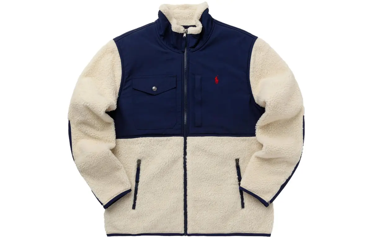 Polo Ralph Lauren Velvet feel Coat Men's Cream White & Marine Blue