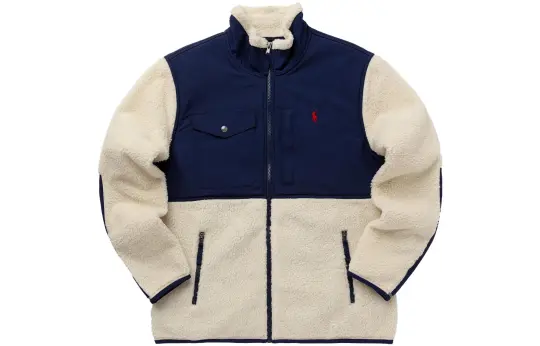 Polo Ralph Lauren Velvet feel Coat Men's Cream White & Marine Blue