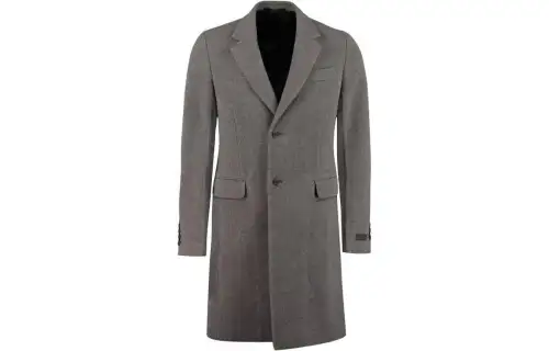 PRADA Coats Men's Gray Lapel Moderate Straight Fit