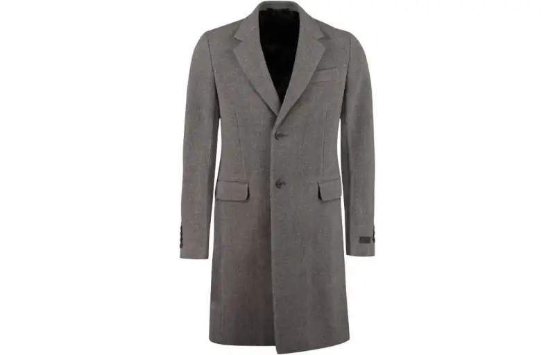 PRADA Coats Men's Gray Lapel Moderate Straight Fit