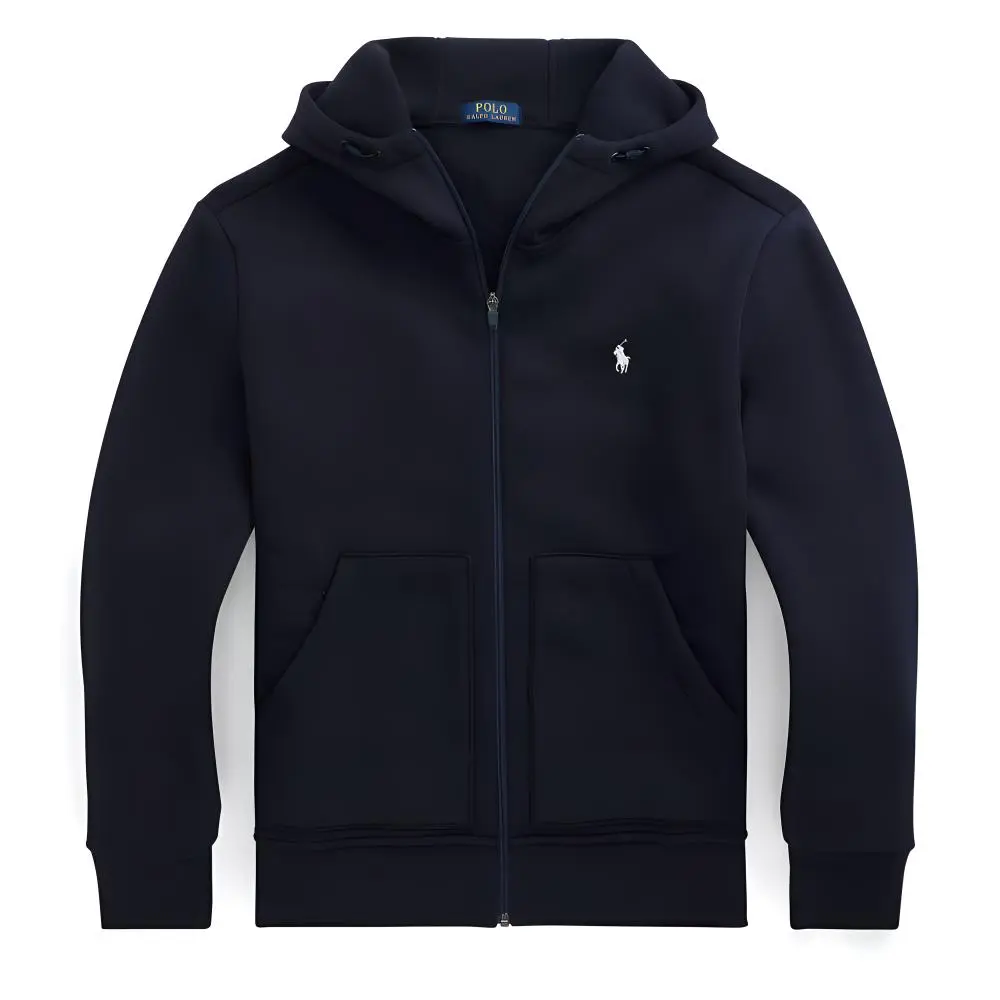 Polo Ralph Lauren FW23 Logo Embroidery Fleece Lined Hooded Long Sleeved Sweatshirt Men's Marine Blue