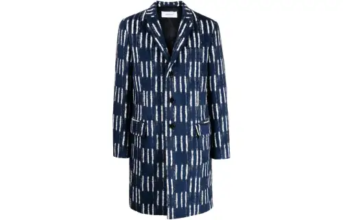 OFF WHITE Coats Men's Blue Lapel Moderate