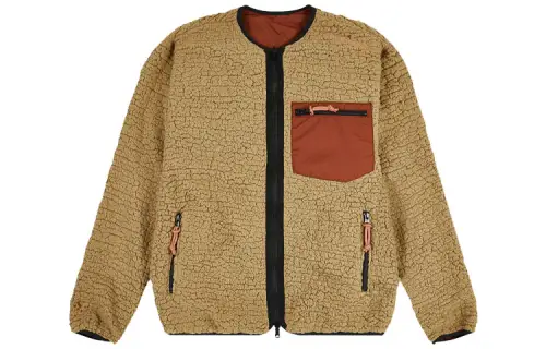 Converse Velvet Jackets Unisex Milk Tea Beige Crew Neck Thickened And Fleece Lined