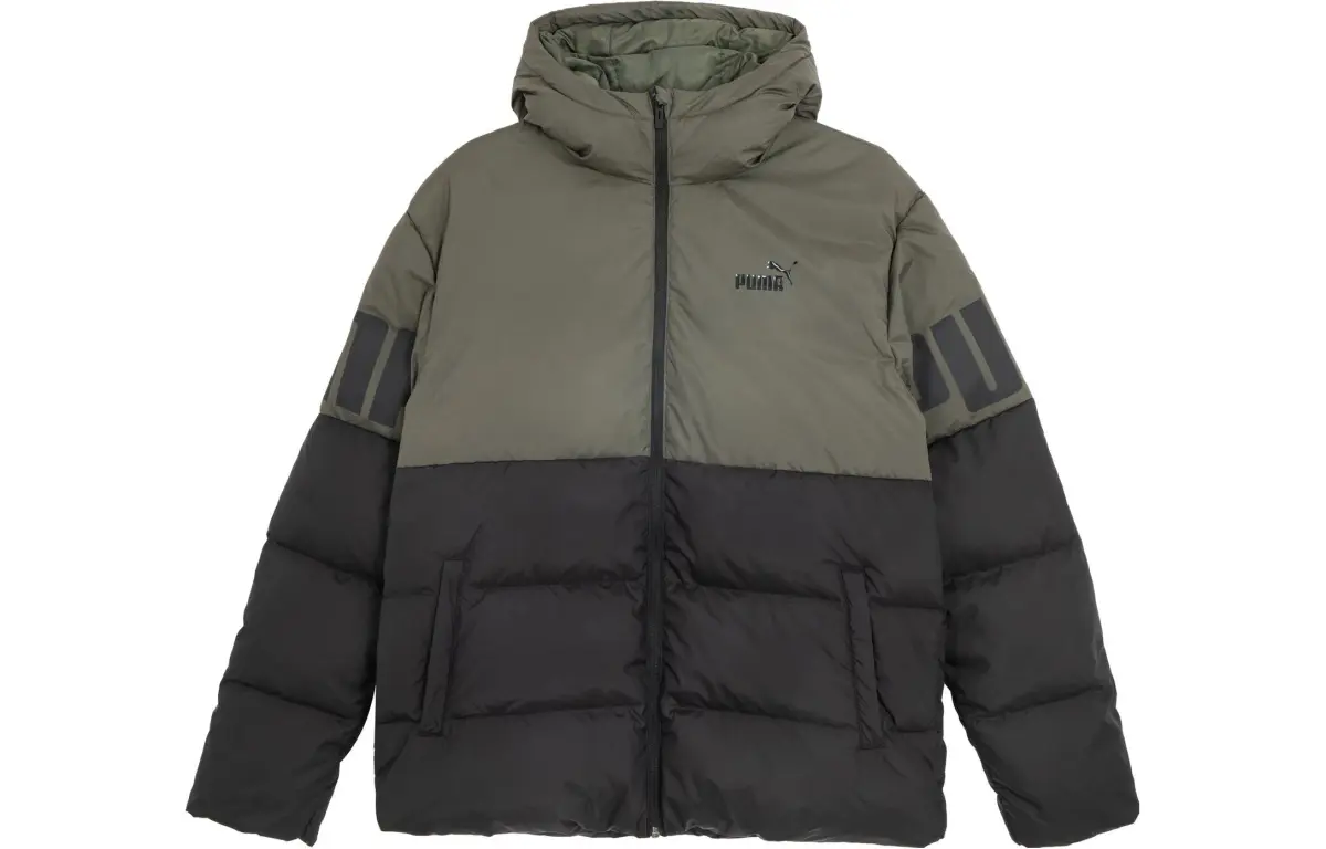 PUMA Down Jackets Men's Grape Leaf Green Hooded Moderate Straight Fit