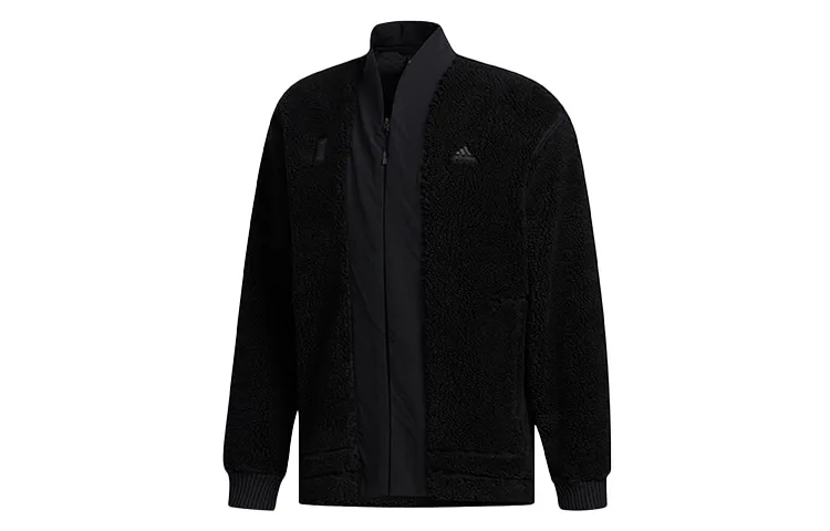 Adidas Velvet Jackets Men's Black Stand Collar Moderate