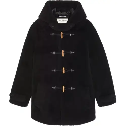 SAINT LAURENT Coats Men's Black Hooded Moderate