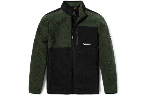 Timberland Velvet Jackets Men's Green Stand Collar Thickened